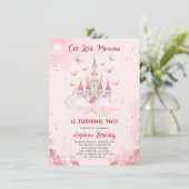 Invitation Château Princess | Aquarelle rose fille Anniversai (Debout devant)