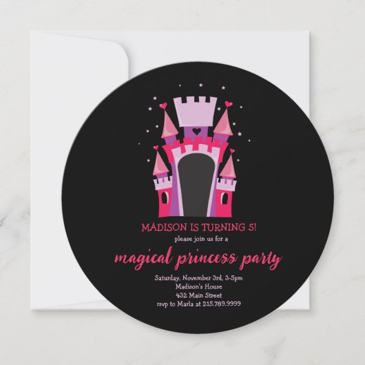 INVITATION CHÂTEAU PRINCESS BOUNCE MAISON D'ANNIVERSAIRE (Devant)