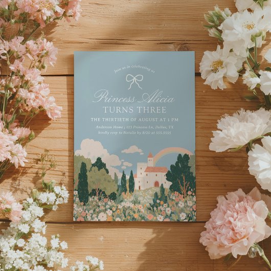 Invitation Château Princess Floral Fairytale Anniversaire