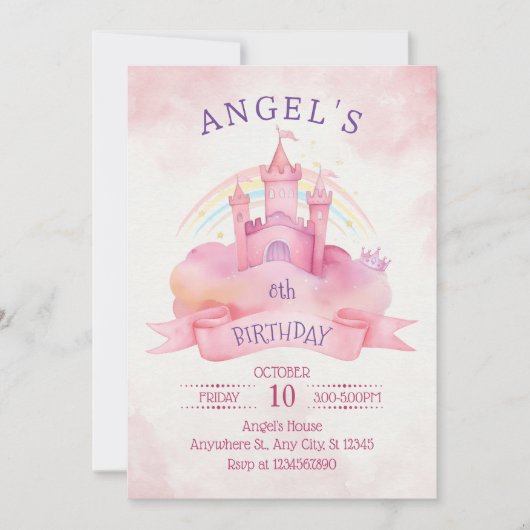 Invitation Château princesse (Devant)