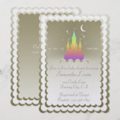 Invitation Château rêveur d'arc-en-ciel dans le baby shower (Devant / Derrière)