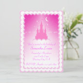 Invitation Château rêveur rose dans l'anniversaire de nuages (Debout devant)