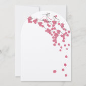 Invitation Château Rose Cerisier Fleur Rose Mésange Mariage (Dos)