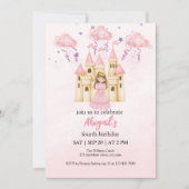 Invitation Château Rose Conte de Fées Princesse Anniversaire  (Devant)