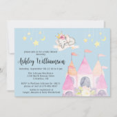 Invitation Château rose de charme Princesse Baby shower fille (Devant)