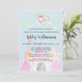 Invitation Château rose de charme Princesse Baby shower fille (Debout devant)