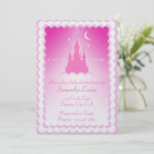 Invitation Château Rose Dreamy Dans Le Baby shower Des Nuages (Debout devant)