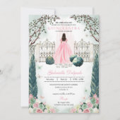 Invitation Château rose Fairytale Jardin enchanté Quinceanera (Devant)
