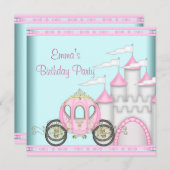 Invitation Château rose Filles Princesse Anniversaire (Devant / Derrière)