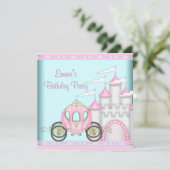 Invitation Château rose Filles Princesse Anniversaire (Debout devant)