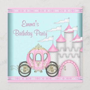 Invitation Château rose Filles Princesse Anniversaire