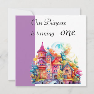 Invitation Château rose personnalisé âge