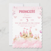 Invitation Château Rose Princess Enchantant des nuages Whimsi (Devant)