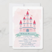 Invitation Château rose Princesse Baby shower fille (Devant)