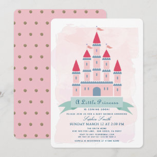 Invitation Château rose Princesse Baby shower fille