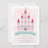 Invitation Château rose Princesse Fille Anniversaire (Devant)