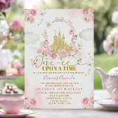 Invitation Château Rose Princesse Une Fois Anniversaire