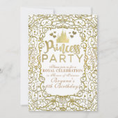 Invitation Château Royal Blanc & Or FÊTE DE PRINCESSE Anniver (Devant)