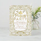 Invitation Château Royal Blanc & Or FÊTE DE PRINCESSE Anniver (Debout devant)