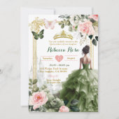 Invitation Château Royal Blush Rose Sage Vert Quinceañera (Devant)
