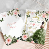 Invitation Château Royal Blush Rose Sage Vert Quinceañera