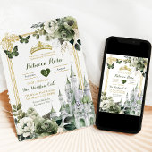 Invitation Château Royal Couronne Sage Green Royal Quinceañer