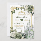 Invitation Château Royal Couronne Sage Green Royal Quinceañer (Devant)