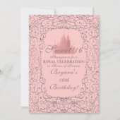 Invitation Château Royal Rose Gold Rose Princesse Douce 16 (Devant)