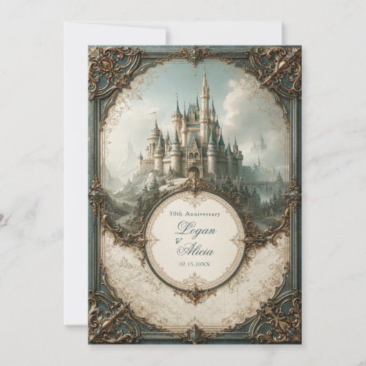 Invitation Château Teal Spire Mariage (Devant)