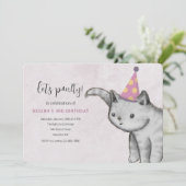 Invitation Chaton avec Chapeau de Fête (Debout devant)