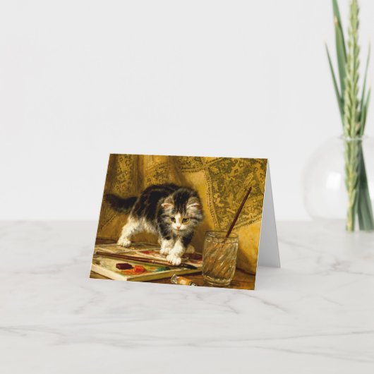 Invitation Chaton avec Peinture et Pinceaux (Devant)