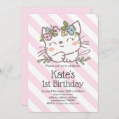 Invitation chaton blanc, chaton, animaux (Devant / Derrière)