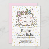 Invitation chaton blanc, chaton, animaux (Devant / Derrière)