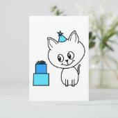 Invitation Chaton blanc mignon dans un chapeau bleu (Debout devant)