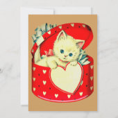 Invitation Chaton blanc vintage de la Saint-Valentin dans une (Dos)