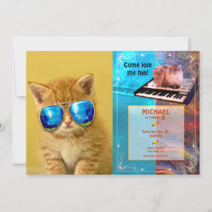 Invitation Chaton cool en lunettes de soleil