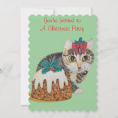 Invitation chaton gris mignon vêtu pour noël (Devant)