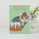 Invitation chaton gris mignon vêtu pour noël (Debout devant)