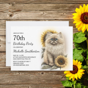 Invitation Chaton himalayen Tournesols 70e Anniversaire