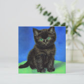 Invitation Chaton noir de style Van Gogh (Debout devant)