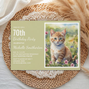 Invitation Chaton orange jaune amoureux 70e anniversaire