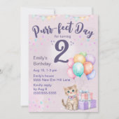 Invitation Chaton Pastel Fille 2ème Anniversaire (Devant)