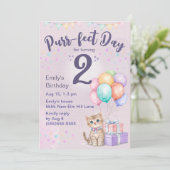 Invitation Chaton Pastel Fille 2ème Anniversaire (Debout devant)