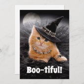 Invitation Chaton Sorcière Glamour (Devant / Derrière)