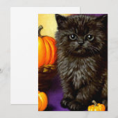 Invitation Chaton vintage d'Halloween (Devant / Derrière)