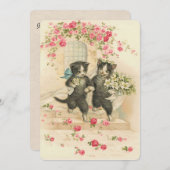 Invitation Chatons de Mariage Vintage (Devant / Derrière)
