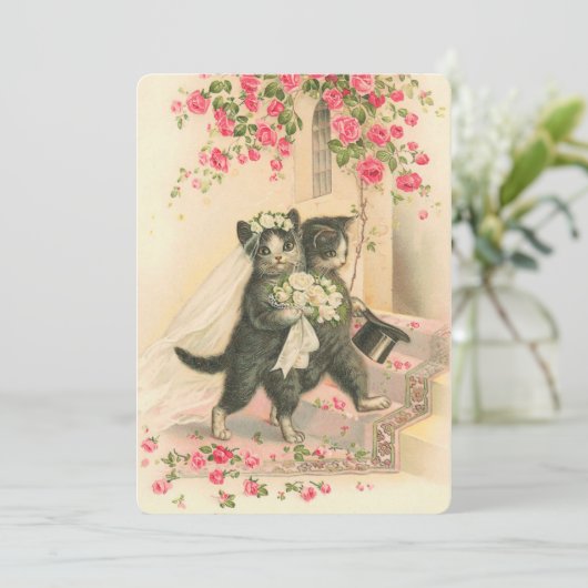 Invitation Chatons de mariage vintage (Debout devant)