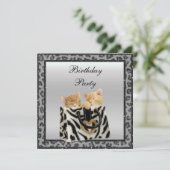 Invitation Chatons et fête d'anniversaire d'argent de (Debout devant)