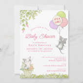 Invitation Chatons et fleurs de printemps | Baby shower fille (Devant)