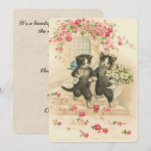 Invitation Chatons Mariage Vintage (Devant / Derrière)